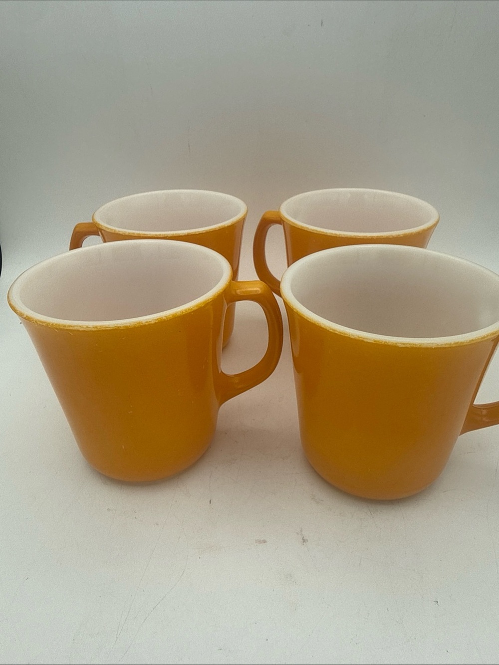 VTG 70’s 4 Corningware Tableware Mustard Yellow / Marigold Coffee Mugs  USA